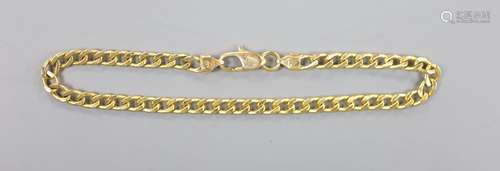 A modern 585 yellow metal curb link bracelet, 18cm, 3.3 gram...