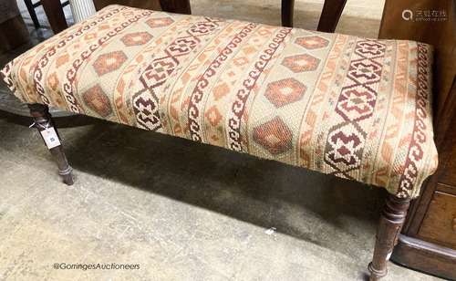 A William IV mahogany window seat, with kelim upholstery, W....