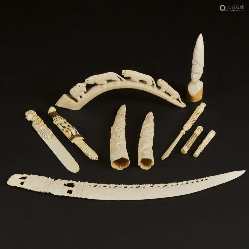 A Group of Ten Ivory and Bone Needle Cases, Letter