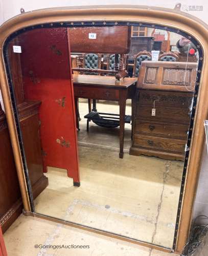 A late Victorian overmantel mirror, W.110cm H.132cm