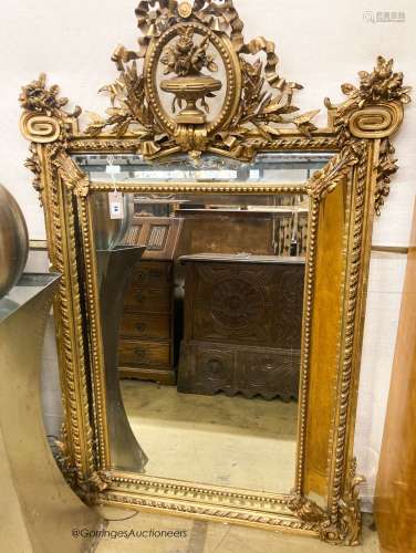 A Napoleon III giltwood and gesso mirror, W.100cm H.150cm