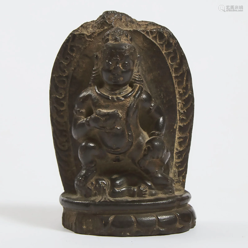 A Stone Carving of Black Jambhala, Tibet, 14th Century,