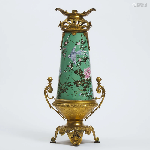 An Export Ormolu-Mounted 'Peony' Vase, Late 19th