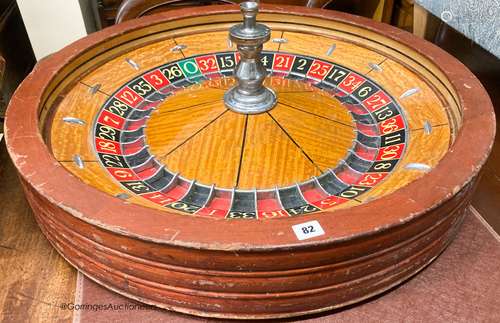 A large A.B.P. London casino roulette wheel, 78cm diameter, ...