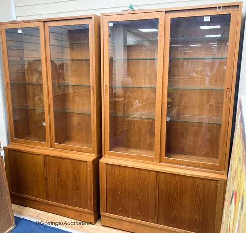 A pair of Harrods teak display cabinets, width 108cm, depth ...