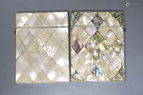 Two Victorian mother of pearl card cases, 10cm high