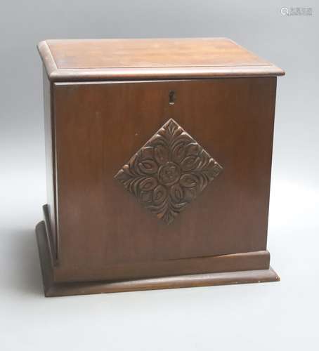 A Victorian mahogany desk top cabinet of three drawers, 29cm...