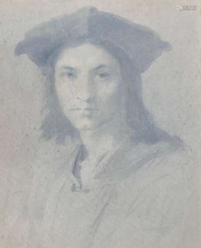 H W Phillips, pencil drawing, Andrea Del Sarto, label verso,...