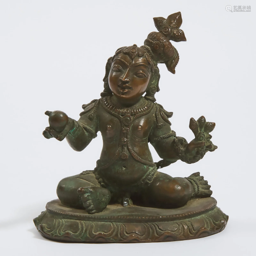 A Bronze Figure of Krishna, South India, 17th/18th