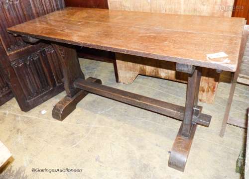 A small 18th century style oak refectory table, length 126cm...