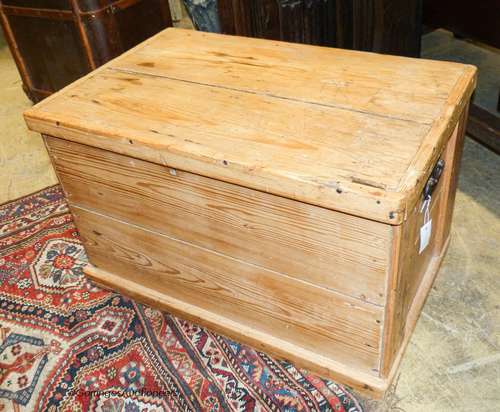 A Victorian pine blanket box with drawer, width 79cm, depth ...