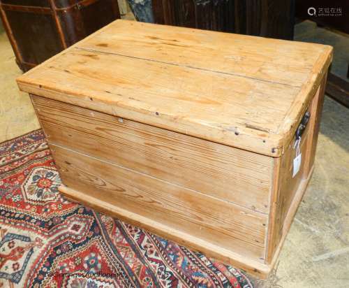 A Victorian pine blanket box with drawer, width 79cm, depth ...