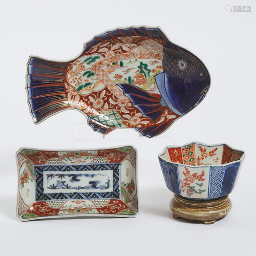 An Imari Fish-Shaped Platter, Together With an Imari