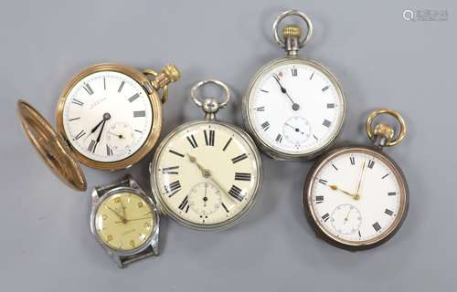 Two silver open face pocket watches including Victorian by H...