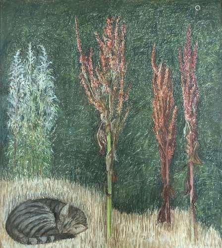 Margaret Benecke (1876-1962), pastel, 'Cat and Trees', 55 x ...