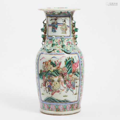A Canton Famille Rose Vase, Late 19th/Early 20th