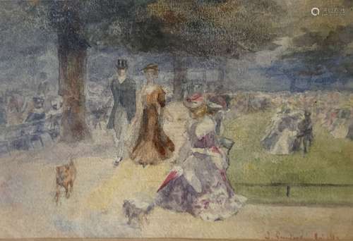 John Sanderson Wells (1872-1950), watercolour, Figures in a ...