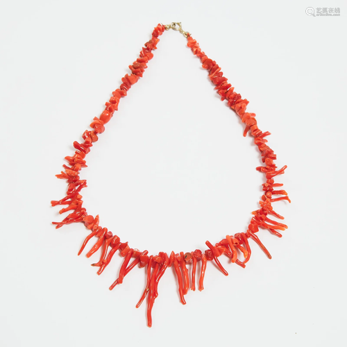 A Graduated Branch Coral Necklace, ??????, length 18.9