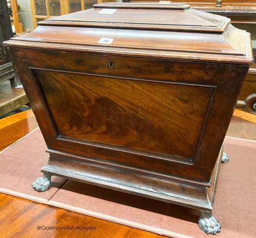 A late Regency mahogany sarcophagus cellarette, width 59cm, ...