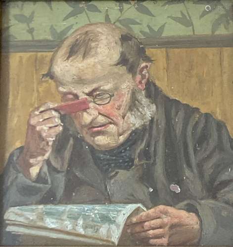 English School (19th century), Reading the Paper, oil on boa...