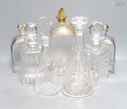 A Regency style decanter with lozenge-shaped stopper, a pair...