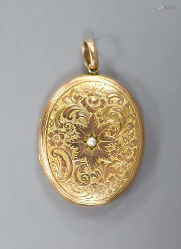 An early 20th century engraved yellow metal (stamped 9c) and...