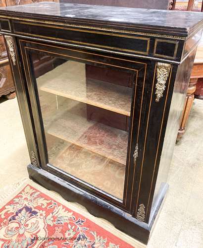 A late Victorian ebonised pier cabinet, width 82cm, depth 34...