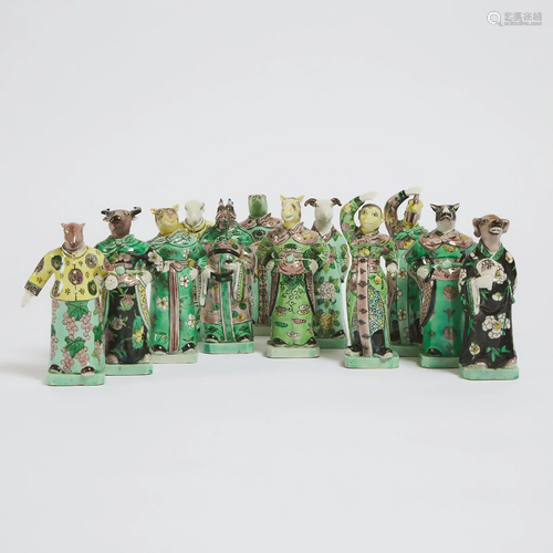 A Complete Set of Twelve Famille Verte Porcelain