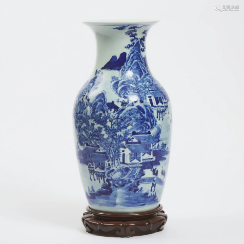 A Blue and White 'Landscape' Vase, Early 20th Century,