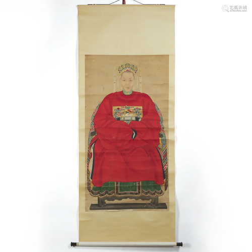 A Chinese Ancestor Portrait of a Matriarch, Late Qing