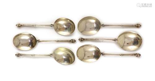 A harlequin set of six 19th century Dutch? silver baptismal ...