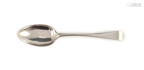 A George III Channel Islands silver tablespoon, initialled ‘...