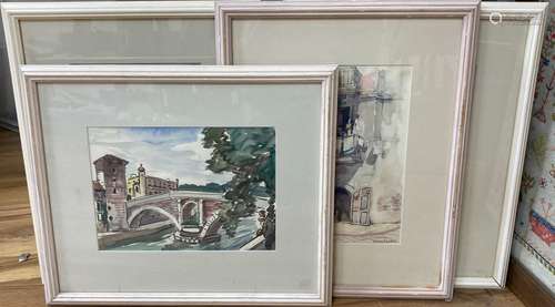 Julius Delos (1879-1970), four watercolours, Views in Naples...