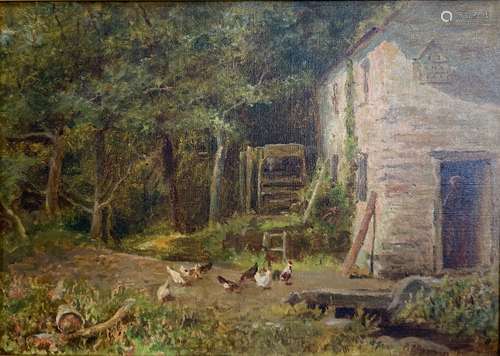 Alfred Feyen Perrin (1838-1918), oil on board, farmyard scen...