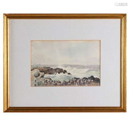 ENGLISH SCHOOL, SEASCAPE WITH ROCKS