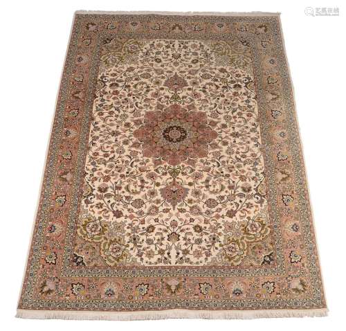 A part silk Persian rug
