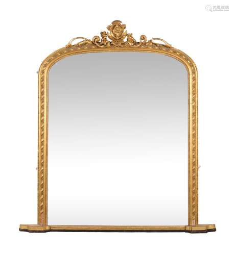 A Victorian giltwood and composition overmantel wall mirror