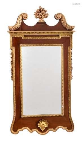 A Mahogany and giltwood wall mirror in George II style