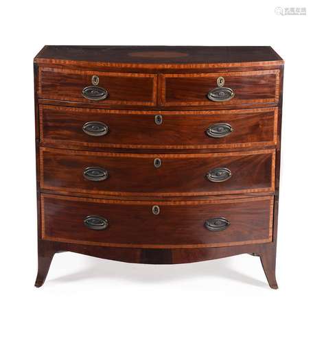 A Regency mahogany and satinwood banded chest of drawers