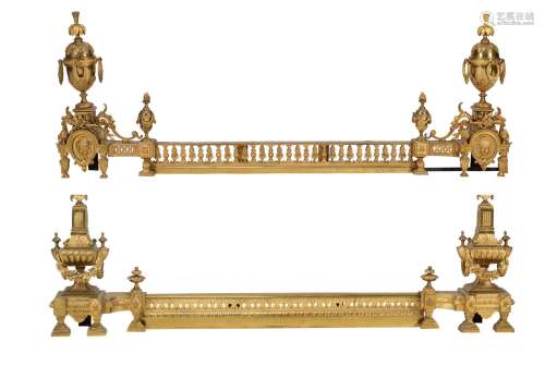 A pair of French gilt metal chenets
