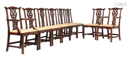 A set of eight mahogany dining chairs in George III style