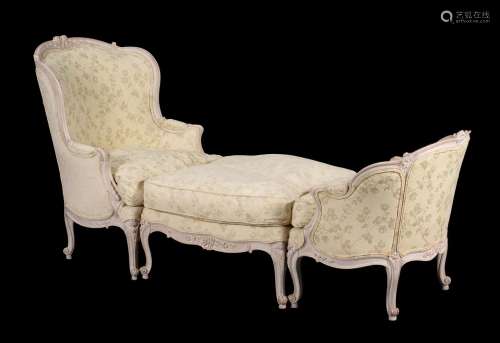A limed oak and upholstered Duchess Brise