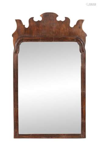 A George II walnut fret-framed wall mirror