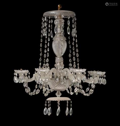 A pair of cut glass chandeliers
