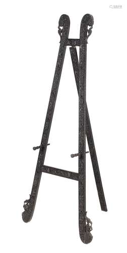 An Anglo Indian carved hardwood easel