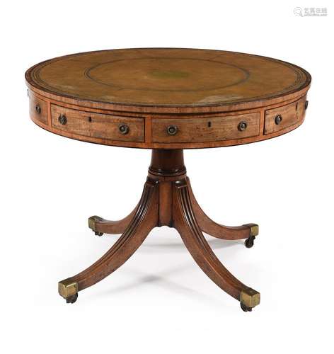 A George III mahogany drum library table