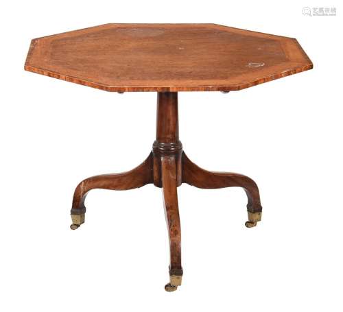 Y A George III mahogany and satinwood banded pedestal centre...