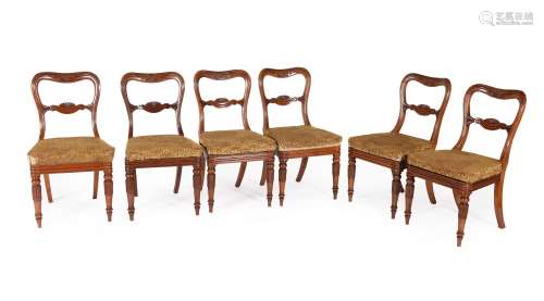 A set of six William IV padouk dining chairs