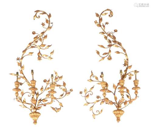 A pair of Italian gilt metal wall appliqués