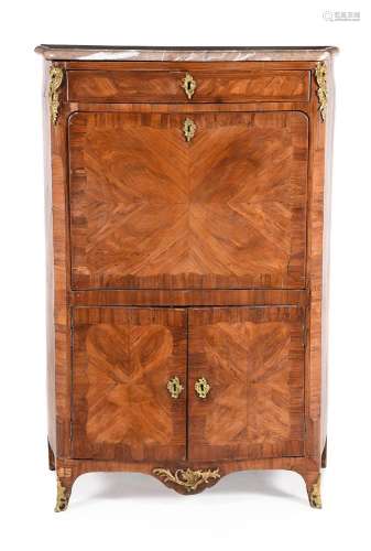 Y A Louis XV tulipwood and kingwood crossbanded secretaire a...